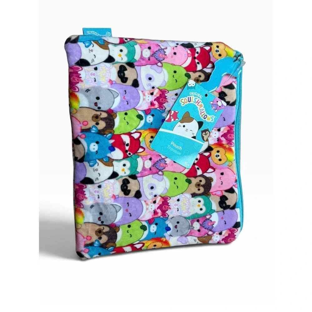 Squishmallows Plush Zipper Pouch All Over Print Cam Fifi Winston Makeup Bag NEW